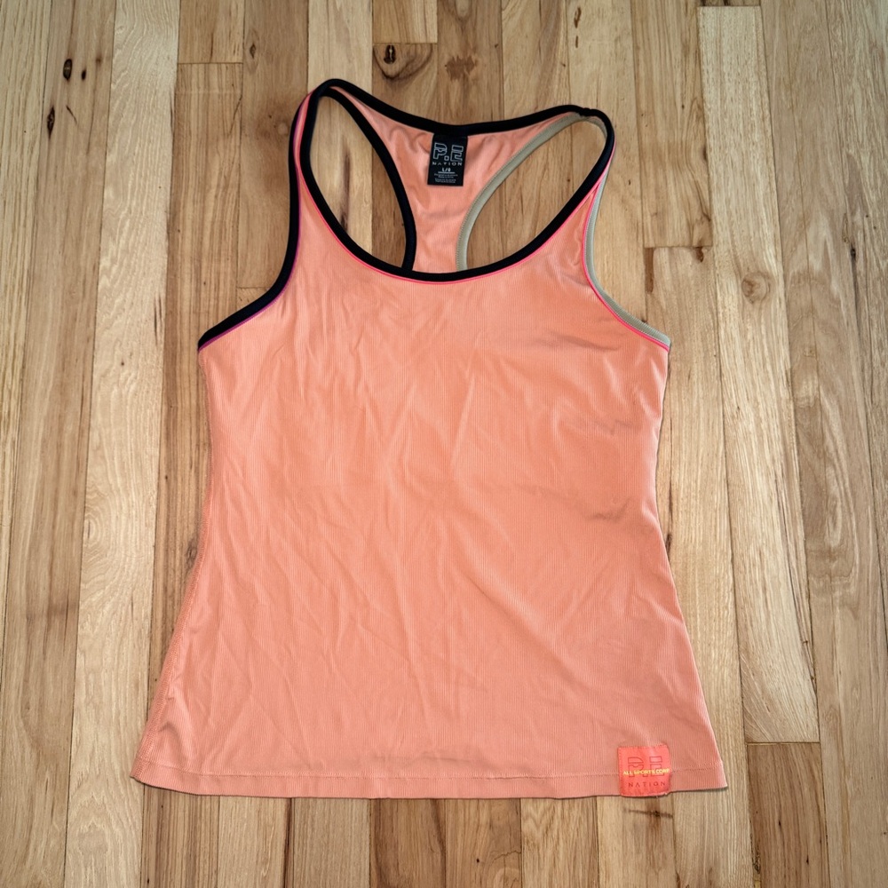 P.E Nation Peach Bloom Close Out Ribbed Racerback Tank Top